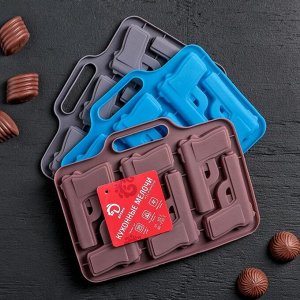 Форма для льда и шоколада "Пистолет", 6 ячеек, цвета МИКС