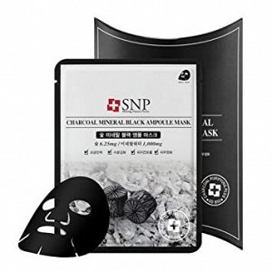 SNP Charcoal Mineral Black Ampoule Mask Тканевая маска для лица с экстракт черного угля, 25мл