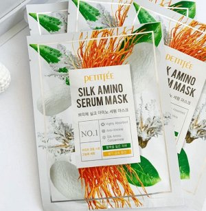 Тканевая маска для лица с протеинами шелка Petitfee Silk Amino Serum Mask , ,