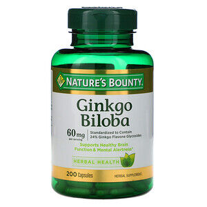 Nature's Bounty, Гинкго двулопастный, 60 мг, 200 кап.