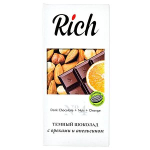 Шоколад RICH Темный с орехами и апельсином 70 г .