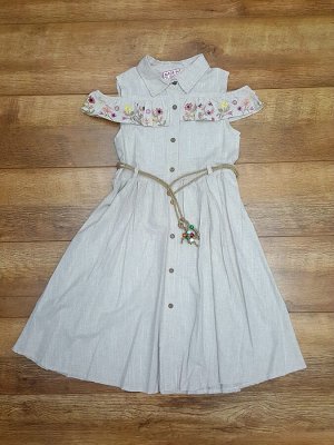 Нарядное платье с поясочком и вышивкой, качество ЛЮКС модель 4.P?K.1710.ELB?SE.BEJ