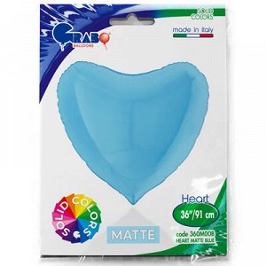 Г Б/РИС СЕРДЦЕ 36" Пастель Matte Blue