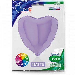 Г Б/РИС СЕРДЦЕ 18" Пастель Matte Lilac