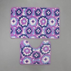 Набор ковриков для ванны и туалета «Фиолетовые цветы», 2 шт: 40?50, 50?80 см