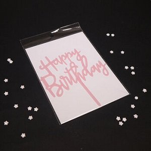 Топпер "Happy Birthday" розовый 9*12 см