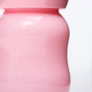 Бутылочка для кормления, 60 мл., от 0 мес., медленный поток, цвет розовый