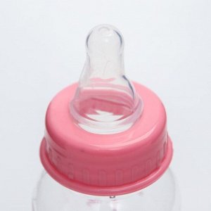 Бутылочка для кормления, крышка-погремушка, 60 мл., цвет розовый