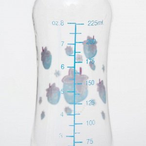 Бутылочка для кормления, крышка-погремушка, 225 мл., цвет голубой