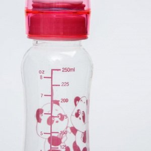 Бутылочка для кормления, крышка-погремушка, 225 мл., цвет розовый
