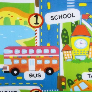 Коврик детский на фольгированной основе, «Транспорт и дороги» размер 177x99x0,5 см.