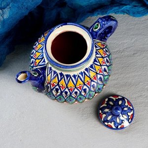 Чайник заварочный Риштанская Керамика «Орнамент», 1.6 л, синий