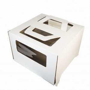 Коробка белая 24*24*20 см, с ручками (окна), 25 шт