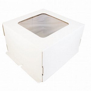 Коробка для торта 30*30*19 см с квадрат.окном (самолет), 50 шт