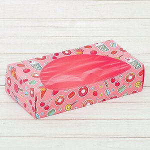 Коробка для печенья "Сладости" розовая, 20*10*5 см