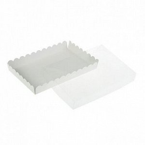 Коробка для печенья 23*30*3 см, белая с прозрачной крышкой, 50 шт