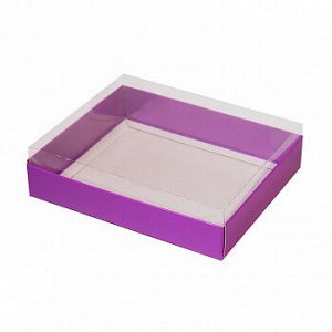 Коробка для пряников с прозрачной крышкой фиолетовая16*13*4 см