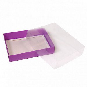 Коробка для пряников с прозрачной крышкой фиолетовая16*13*4 см