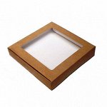 Коробка для печенья 16*16*3 см, Крафт с окном
