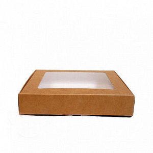 Коробка для печенья 16*16*3 см, Крафт с окном
