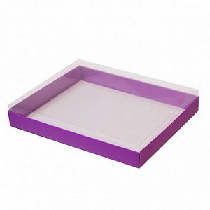 Коробка для печенья с прозрачной крышкой фиолетовая, 26*21*3 см