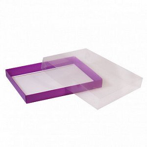 Коробка для печенья с прозрачной крышкой фиолетовая, 26*21*3 см