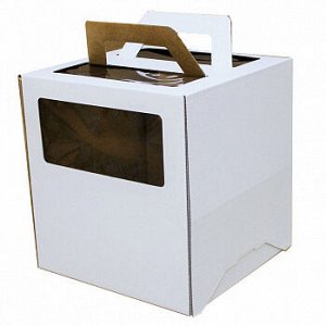 Коробка белая 28*28*30 см, с ручками (окна)
