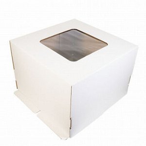 Коробка для торта 35*35*25 см, квадратное окно (самолет) NEW