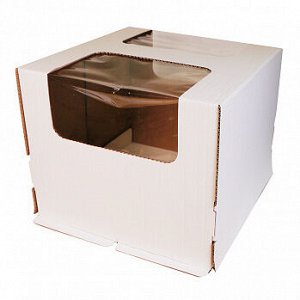 Коробка для торта 30*30*25 см, квадратное ОКНО (самолет) NEW