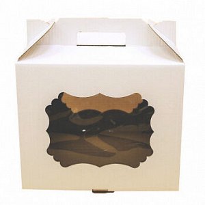 Коробка для торта 30*30*30 см, с окном, с ручками NEW
