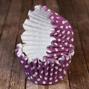 Капсулы "Корона" бумажные Фиолетовые в горох 50*40 мм, 10 шт