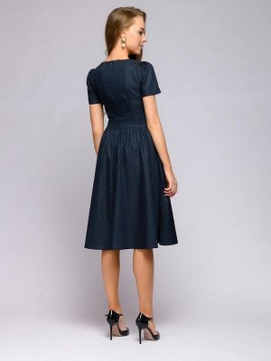 Платье темно-синее длины миди в ретро-стиле
