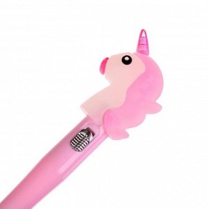 Ручка гелевая прикол с лампочкой "Единорог", розовая