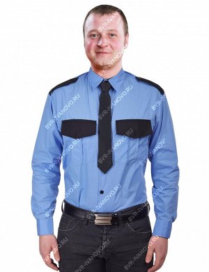 Рубашка Охранника в заправку цв.Голубой длинный рукав