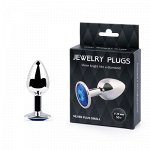 SILVER PLUG SMALL (втулка анальная) цвет кристалла синий, L 72 мм, D 28 мм, вес 50г