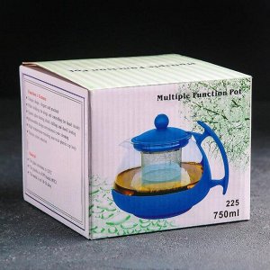 СИМА-ЛЕНД Чайник стеклянный заварочный «Фантазия», 750 мл, с металлическим ситом, цвет МИКС