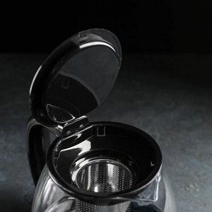 СИМА-ЛЕНД Чайник стеклянный заварочный «Глянец», 1,5 л, с металлическим ситом, цвет МИКС