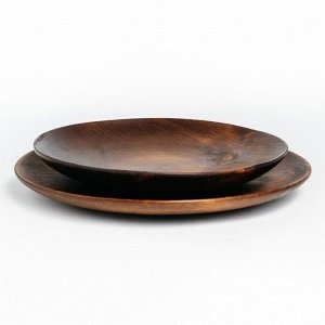 Набор тарелок из натурального кедра Mаgistrо, 2 шт, d=21,5 см, 25 см, цвет шоколадный