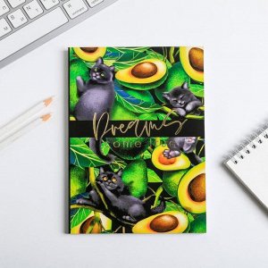 Art Fox Ежедневник в тонкой обложке с тиснением Dreams come true avocado, А5, 80 листов