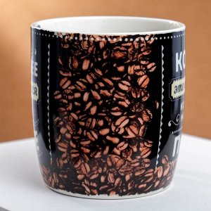 Подарочный набор «Всё начинается с кофе»: кружка 300 мл, тёрка, трафареты 4 шт.