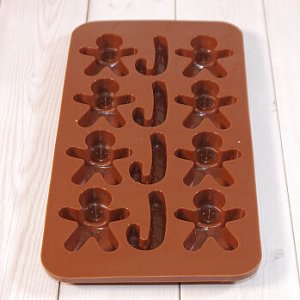 Форма силиконовая для шоколада "Пряничный человек" 20*10 см, 12 ячеек