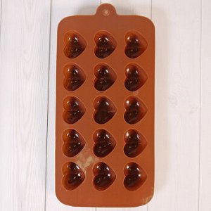 Форма силиконовая для шоколада "Сердечки" (с точкой) 20*10 см, 15 ячеек