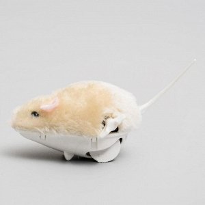 Мышь заводная меховая малая, 8,5 см, бежевая