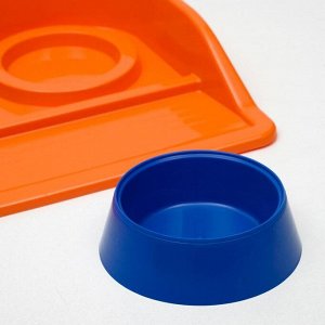 Миски с лотком "Феликс" 0,3 л, 41 x 30 x 6 см, оранжвый лоток, синие миски