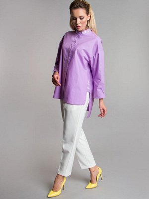 Блуза с надписями цвет cирень Б-115-4