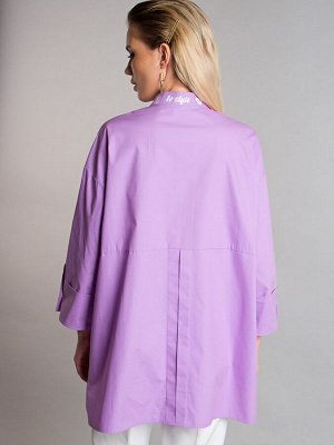 Блуза с надписями цвет cирень Б-115-4