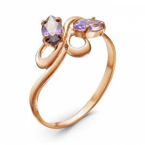 Кольцо "Оливия" позолота, цвет фиолетовый, 17 размер