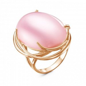 Кольцо в окантовке "Кварц розовый" позолота, 17,5 размер