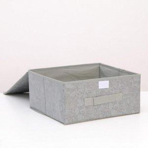 Короб стеллажный для хранения с крышкой Доляна «Нея», 30?28?15 см, цвет серый