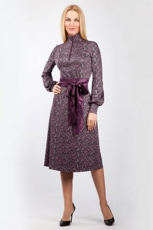 Платье женское "Полянка на обтяжных пуговицах" модель 764/4 сиреневые цветочки